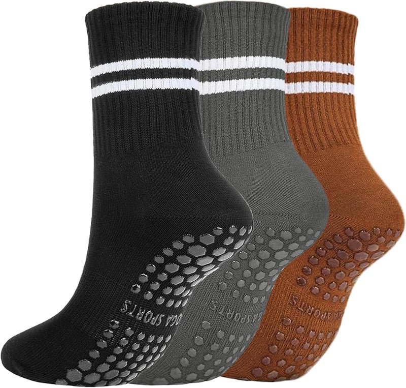 Soxbang 3/6 Pairs Cute Pilates Socks with Grips,Yoga Socks Barre Sock Non Slip Grip Embroidery for Barre Ballet Workout - Image 1